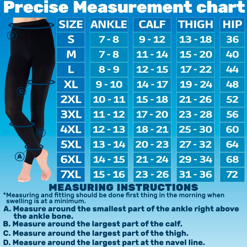 ABSOLUTE SUPPORT Footless Compression Tights for Women Circulation 20-30mmHg - Opaque Compression Support Leggings for Lymphedema, Arthritis, Embolism, Swelling - Black, X-Large - A717BL4 - Image 3